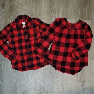 Boy & Girl red plaid shirt